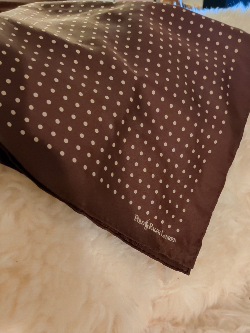 Blue Lable- Polo Ralph Lauren Vintage Brown Polka Dot Scarf